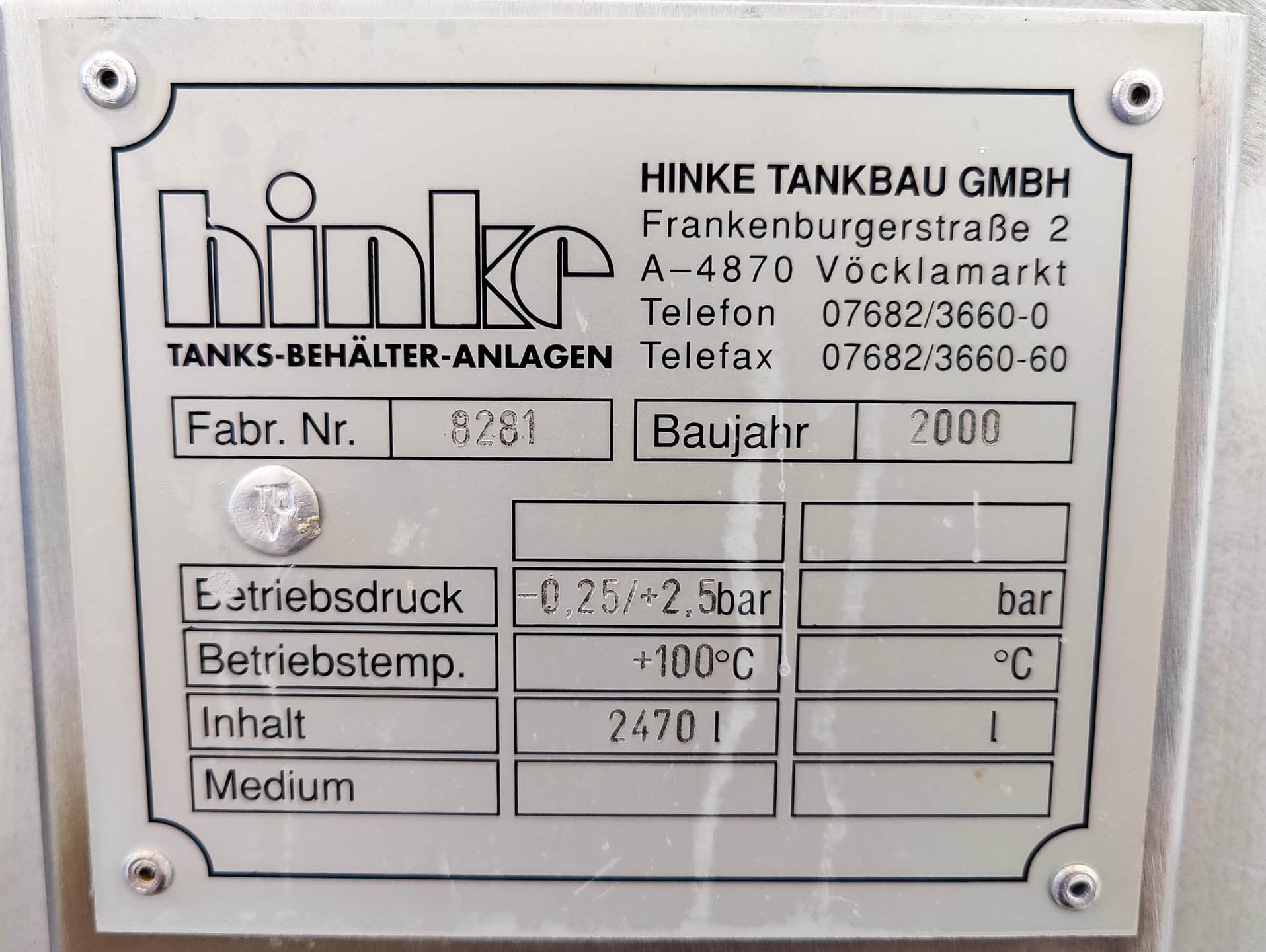 Hinke 5590 Ltr. - Serbatoio a pressione - image 10