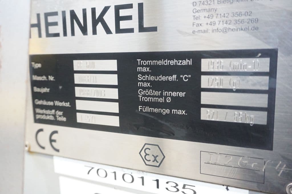 Heinkel HF600 Inverting Filter Centrifuge - Centrifuga de cesto - image 7