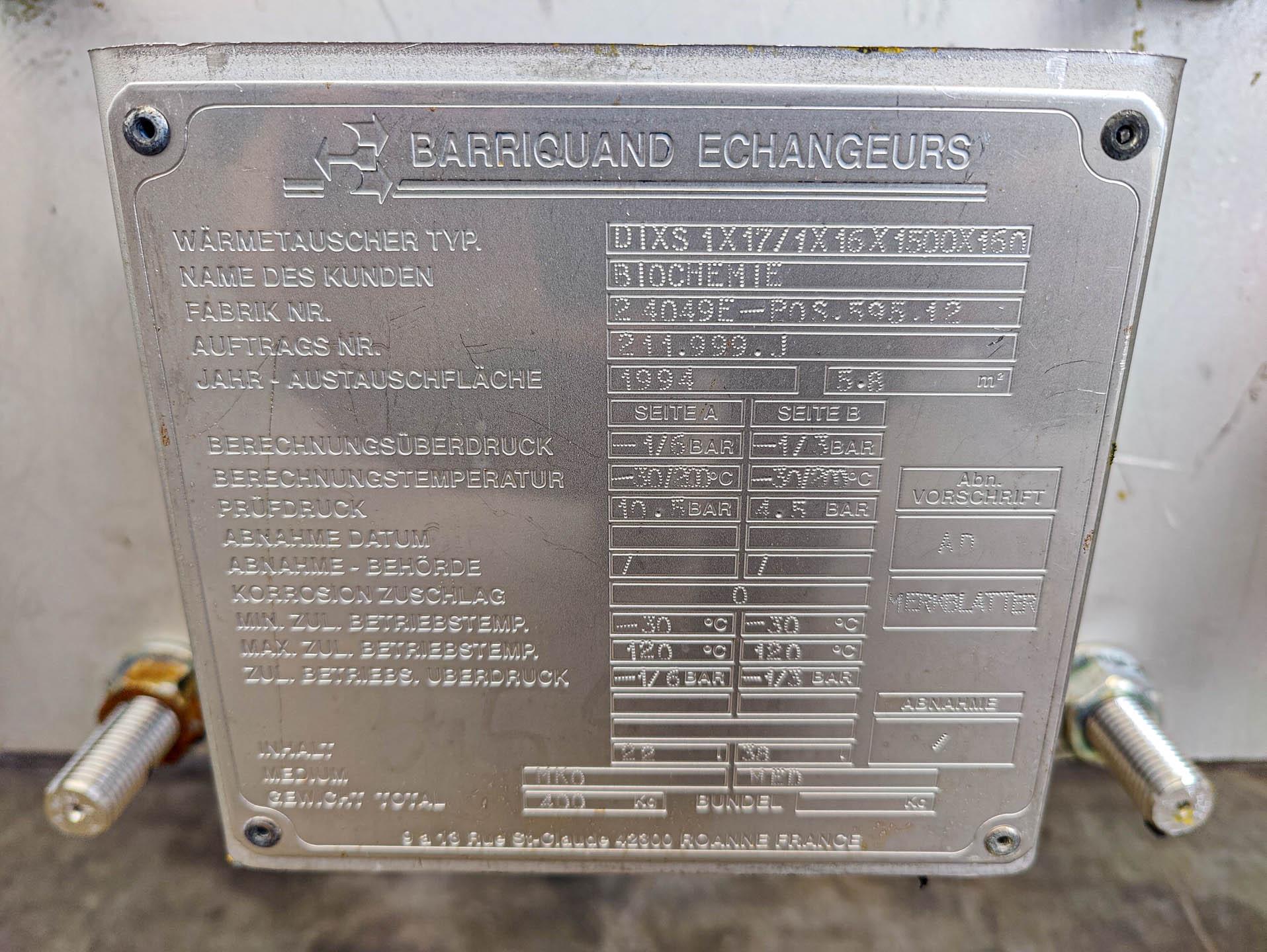 Barriquand Platular DIXS 1x17/1x16/1500/160 welded plate heat exchanger - Scambiatore di calore a piastre - image 6