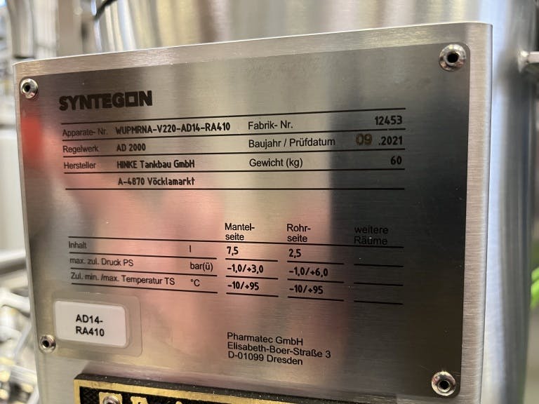 Pharmatec GmbH 7 Ltr mobile - NEW. - Reactor otel inoxidabil - image 12