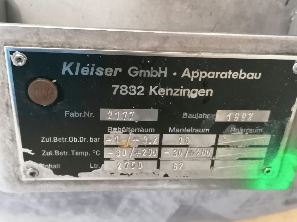 Kleiser 2750 Ltr - Reattore in acciaio inox - image 6