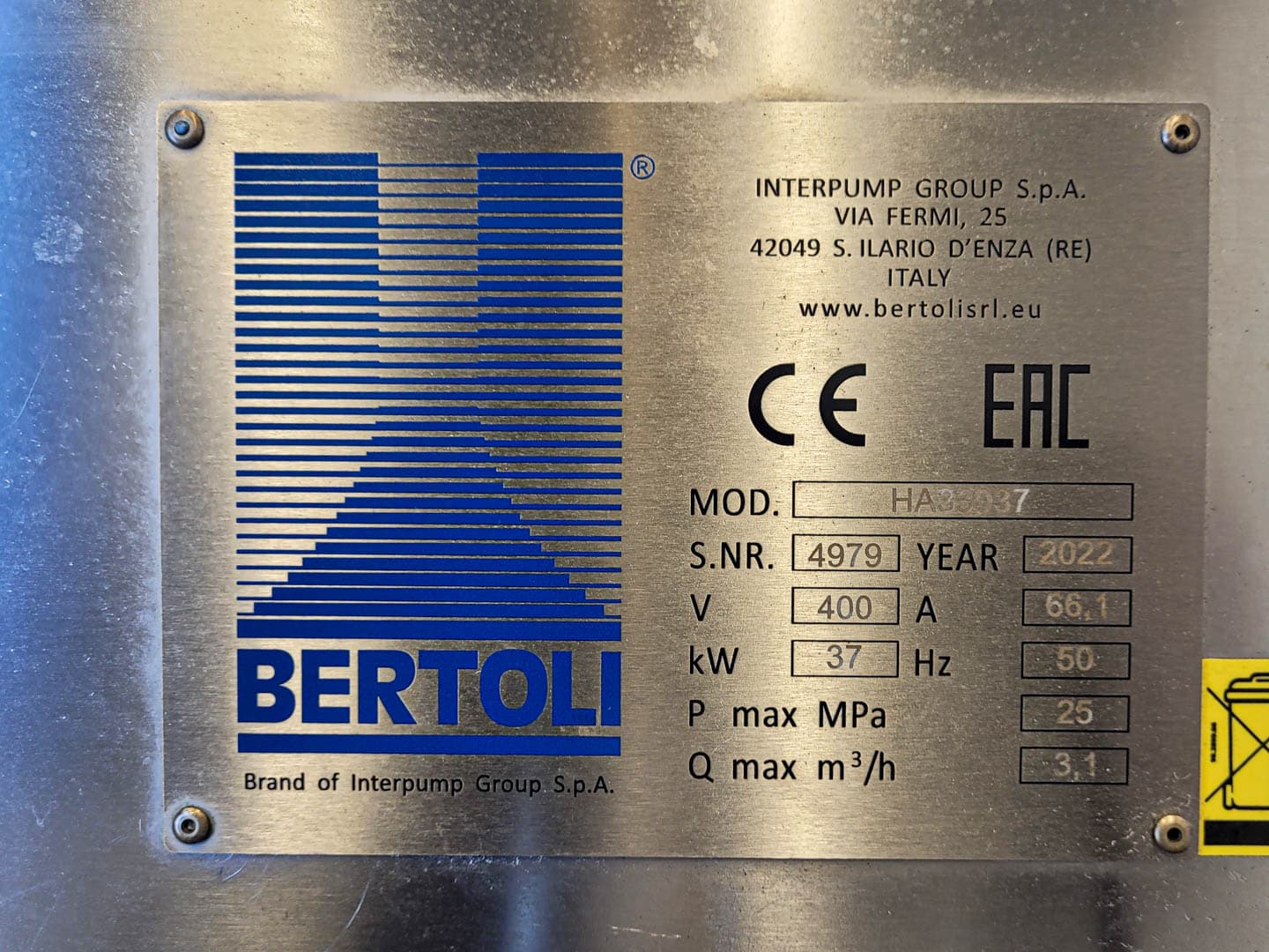Bertoli 150NLB HA "250bar" - Поршневой гомогенизатор - image 9