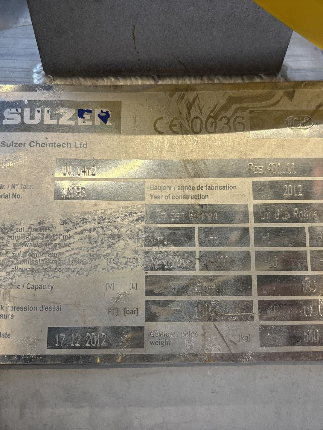 Sulzer 14 m2 (Hastelloy C-22) - Испаритель с падающей пленкой - image 3