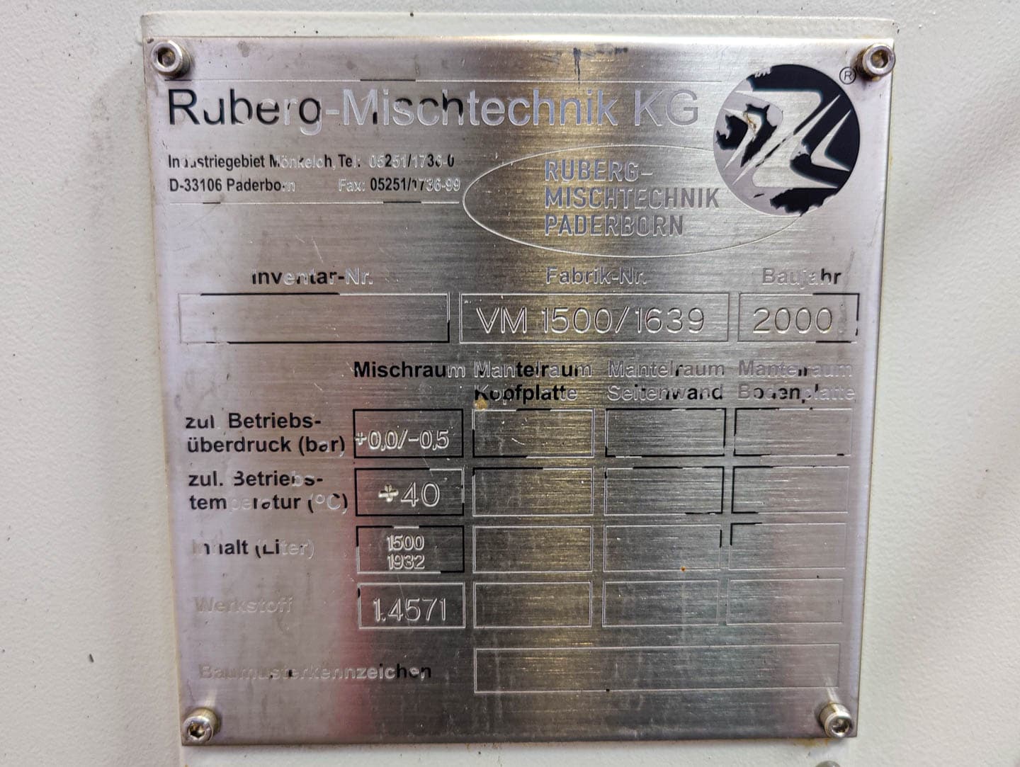 Ruberg Mischtechnik KG (Amixon) VM1500 - Ленточный блендер - image 5
