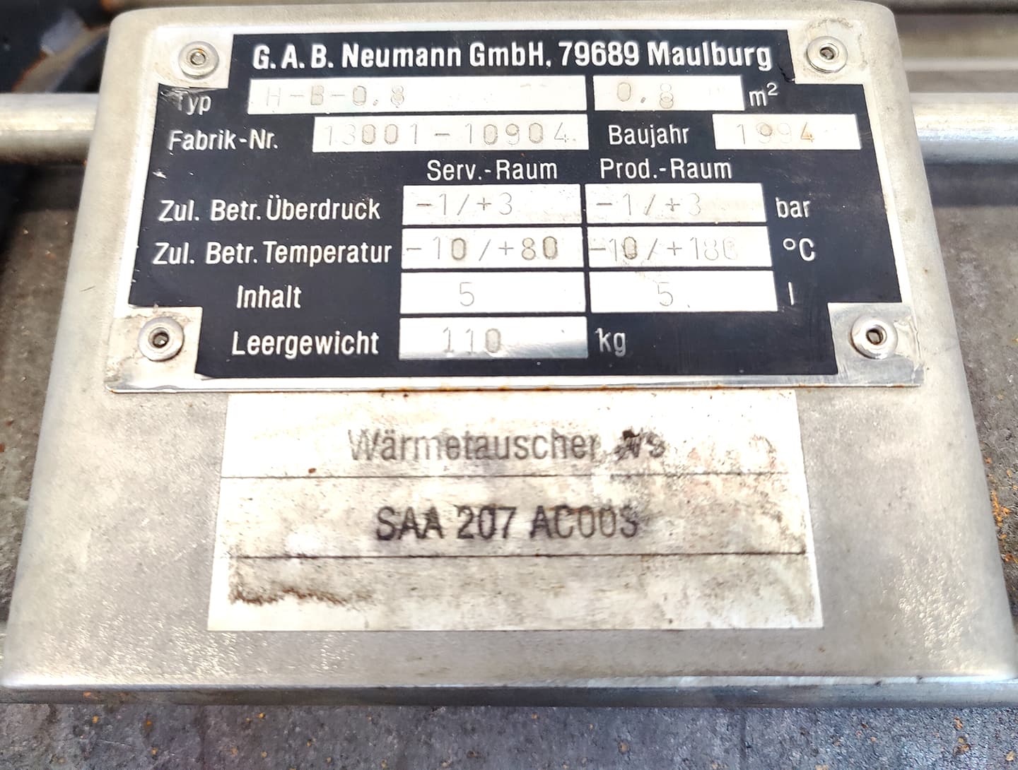 Gab Neumann H-B-0,8 0,8² - Кожухотрубчатый теплообменник - image 7
