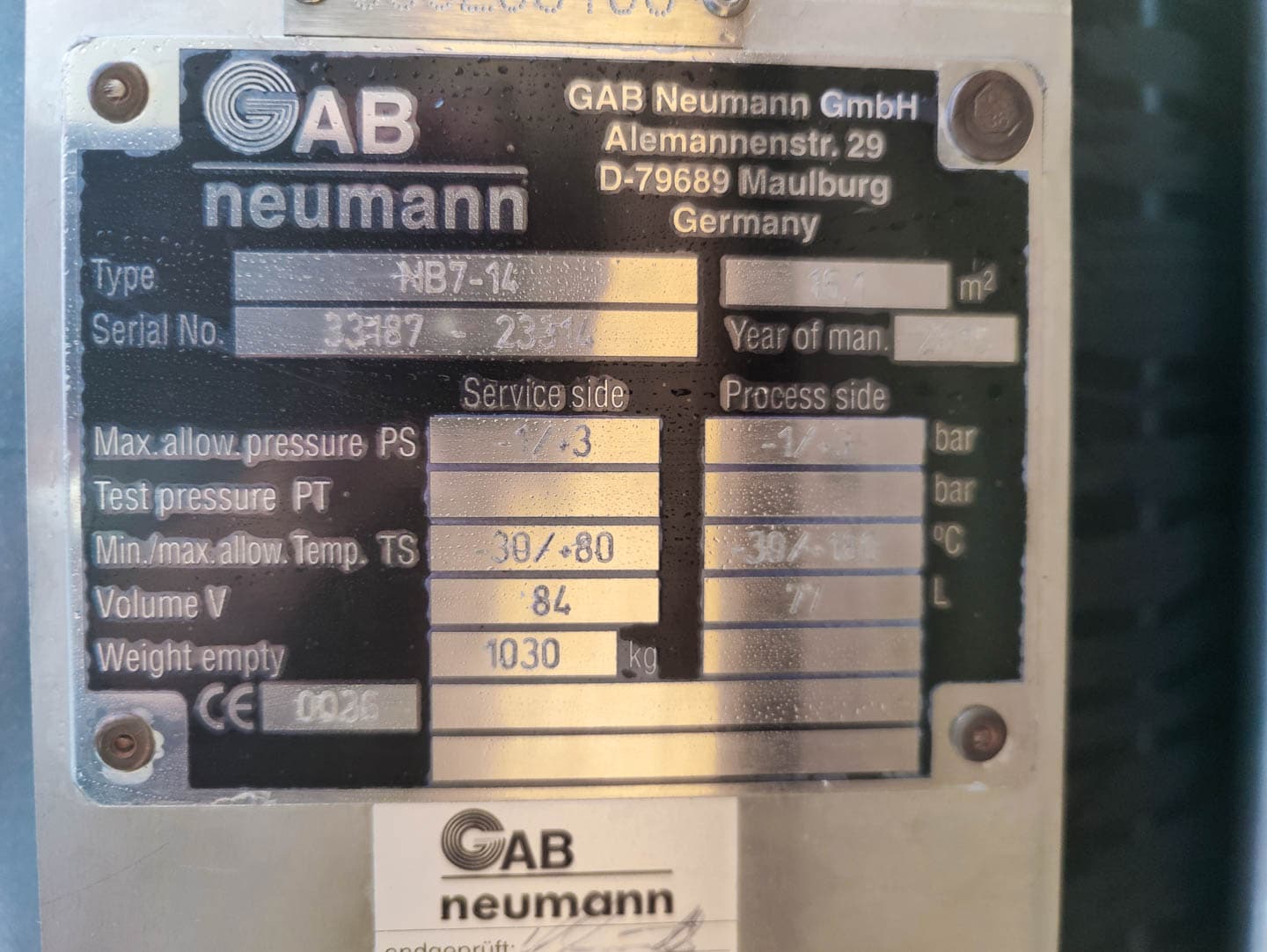 Gab Neumann NB7-14 16,1m² - Кожухотрубчатый теплообменник - image 8