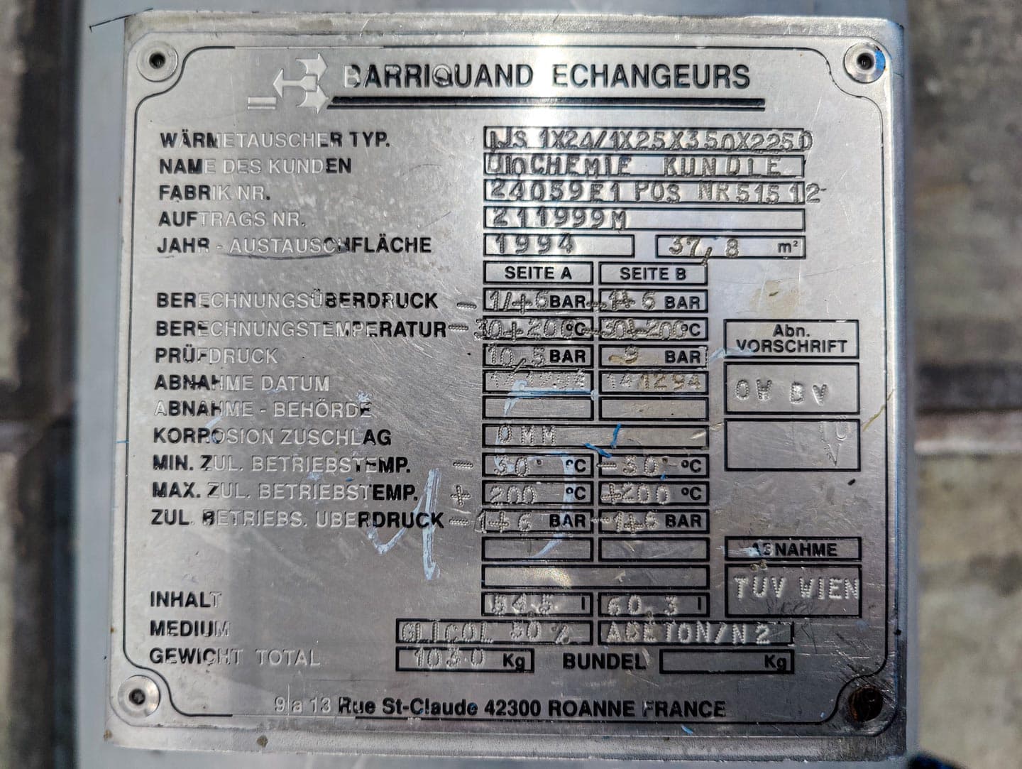 Barriquand IJS 1x24/1x25x350x2250 - 37,8 m² - Пластинчатый теплообменник - image 6