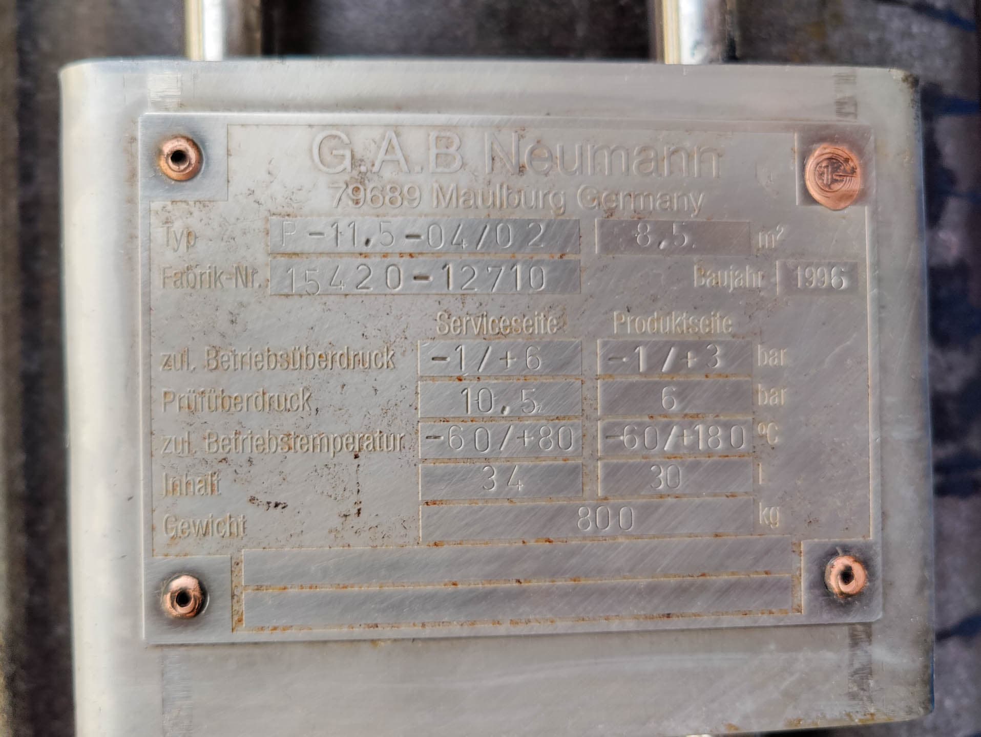 Gab Neumann R-11,5-04/02 Ringnut - Кожухотрубчатый теплообменник - image 6