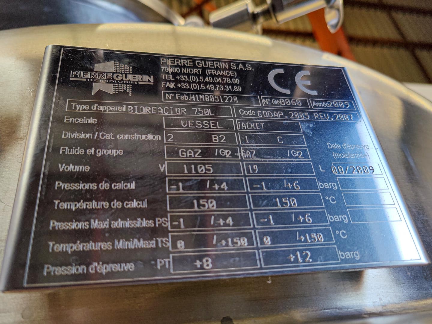 Pierre Guerin Bioreactor 750 l - Реактор из нержавеющей стали - image 13