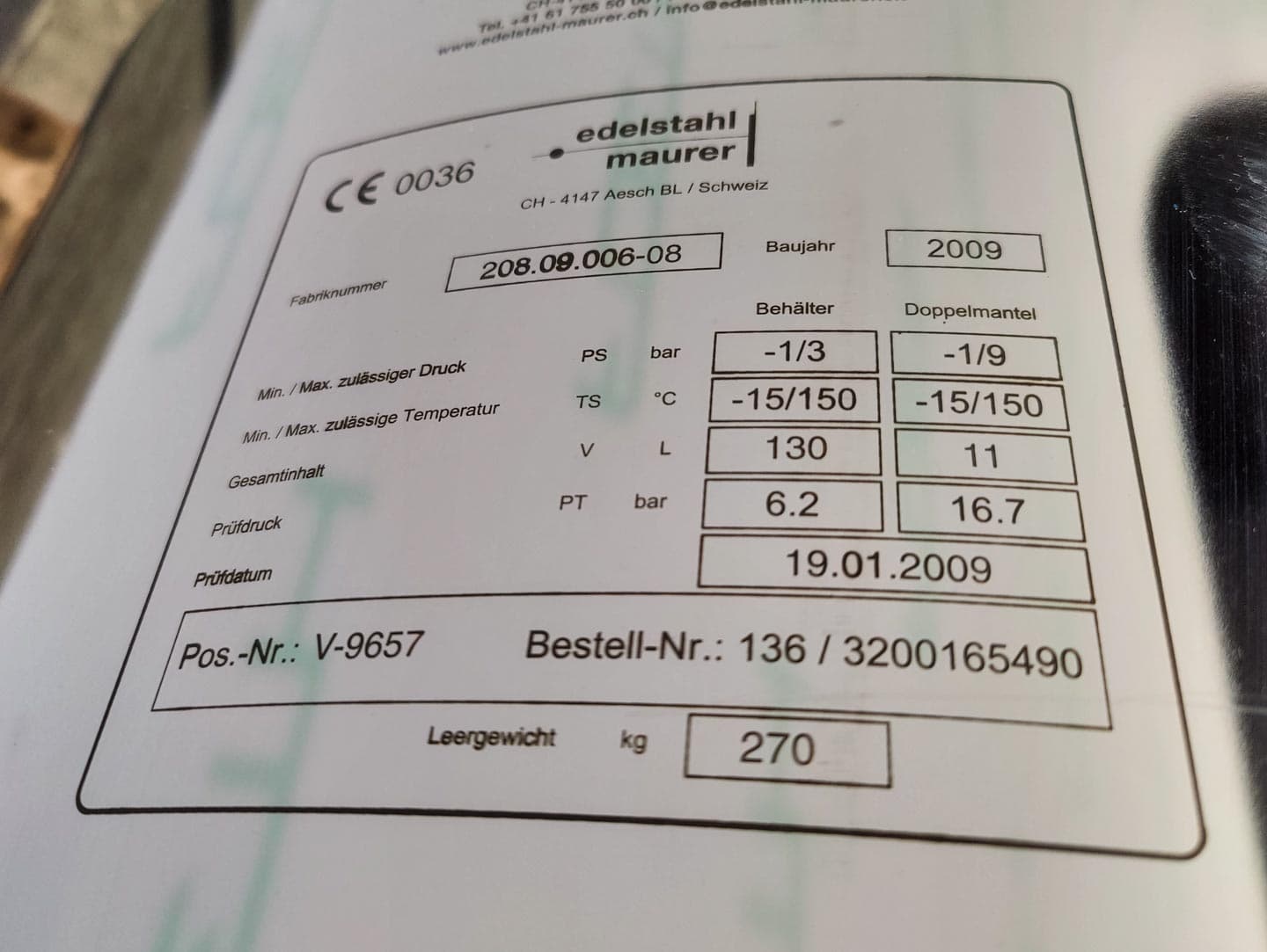 Edelstahl Maurer 130 Ltr. - Mirror-Polished Fraction Collector (Pharma Design) - Реактор из нержавеющей стали - image 9