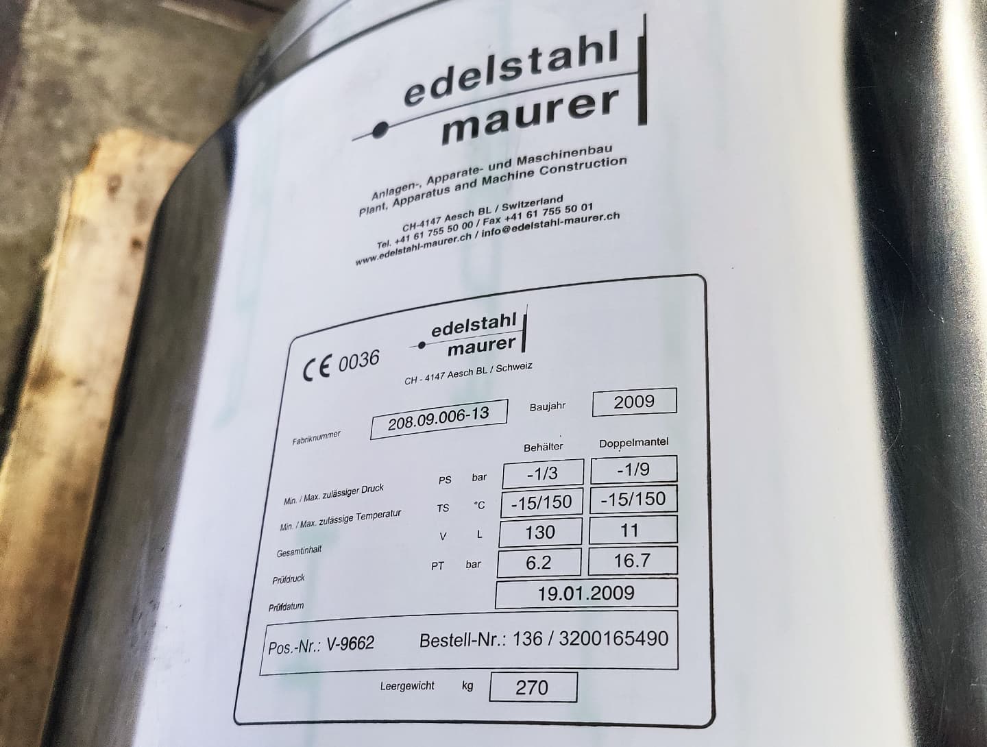 Edelstahl Maurer 130 Ltr. - Mirror-Polished Fraction Collector (Pharma Design) - Реактор из нержавеющей стали - image 10
