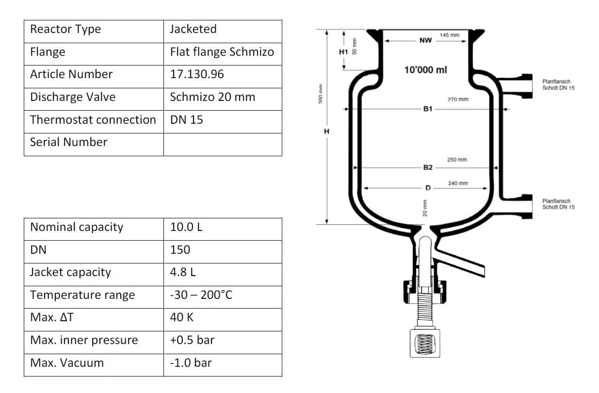 SCHMIZO AG 10 L Brown glass reactor Skid - Стеклянный реактор - image 2