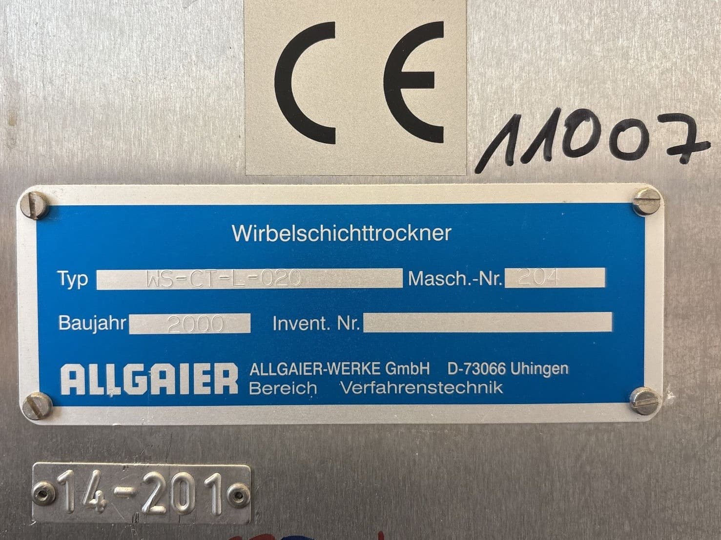Allgaier WS-CT-L-020 - Secador de lecho fluidizado - image 14
