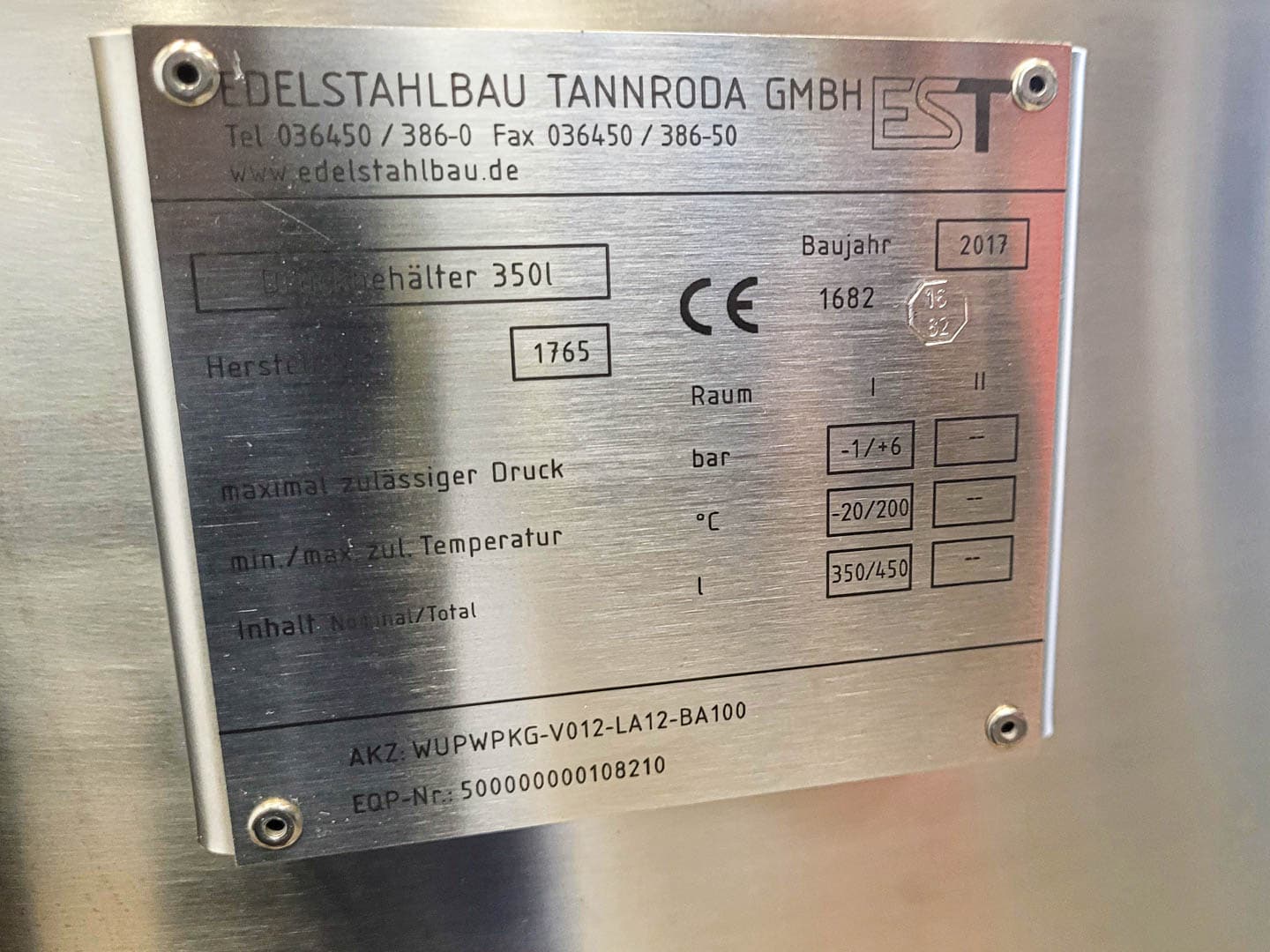 Edelstahlbau Tannroda 350l (Pharma execution & unused) - Герметичный сосуд - image 6