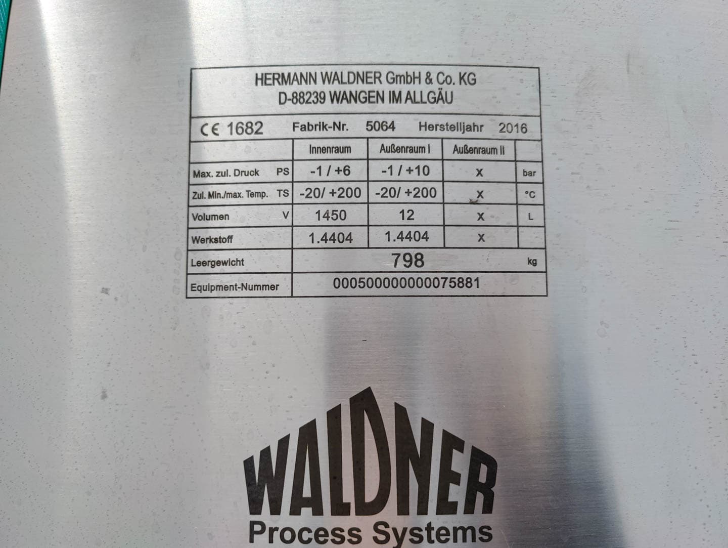 Hermann Waldner 1000l (Pharma execution & unused) - Герметичный сосуд - image 7