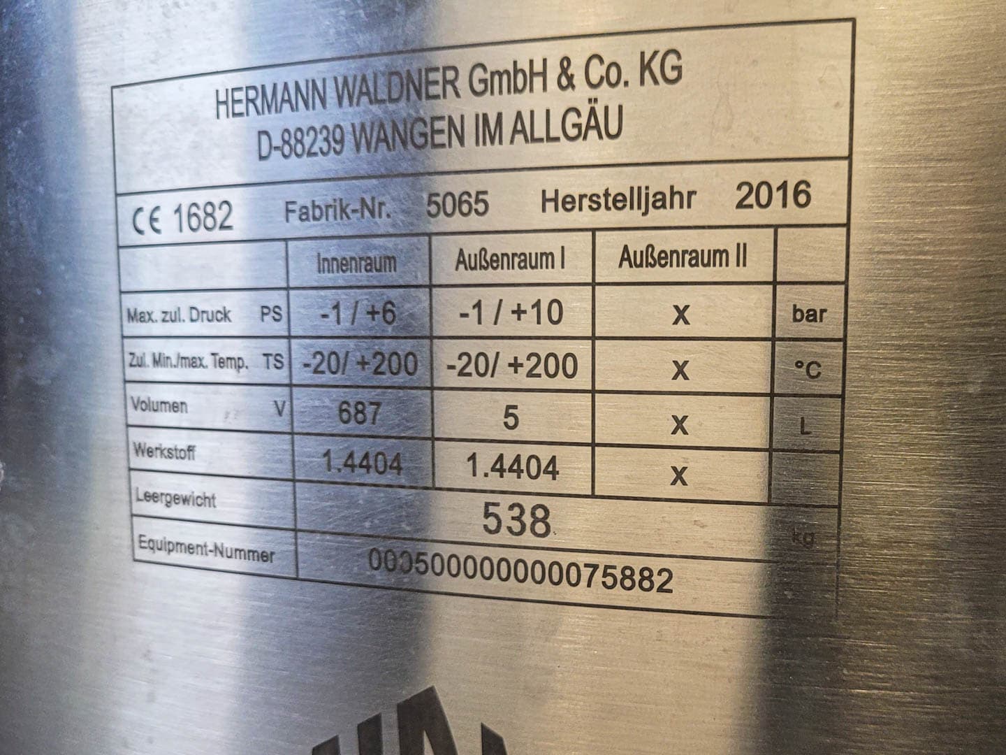 Hermann Waldner 500l (Pharma execution & unused) - Реактор из нержавеющей стали - image 6