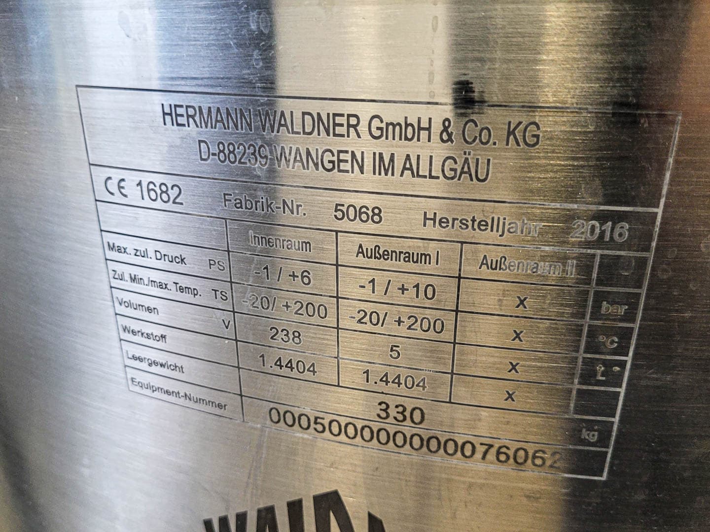 Hermann Waldner 150l (Pharma execution & unused) - Реактор из нержавеющей стали - image 6