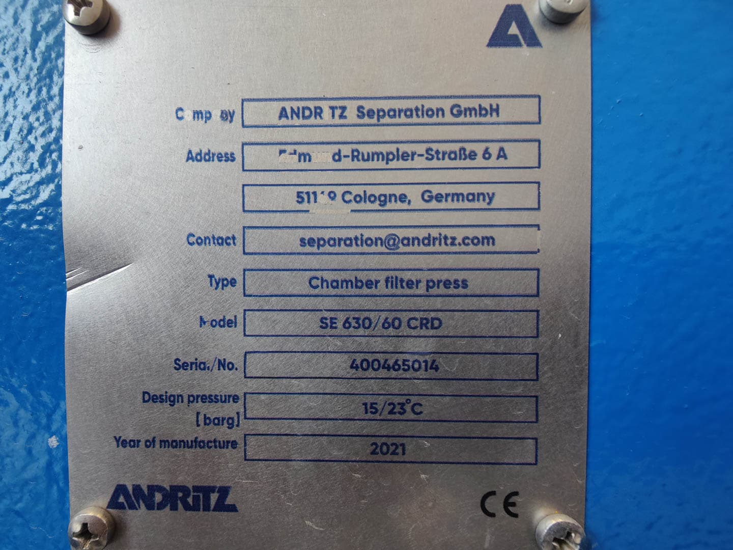 Andritz Separation SE 630/60 CRD - Фильтр-пресс - image 11