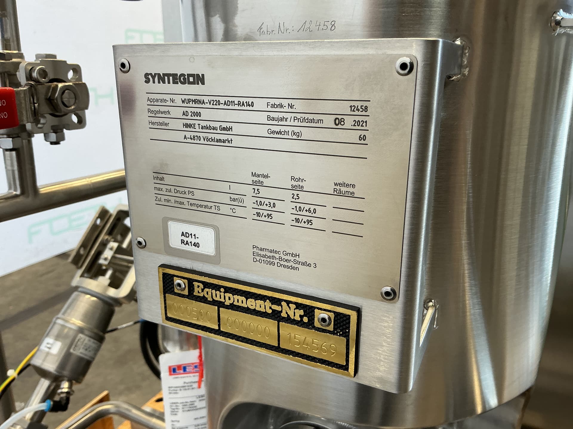 Pharmatec GmbH 6 Ltr mobile pharma reactor - NEW. - Реактор из нержавеющей стали - image 7