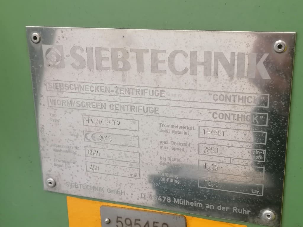 Siebtechnik Conthick H450/340V Centrifuge - Отстойник - image 7